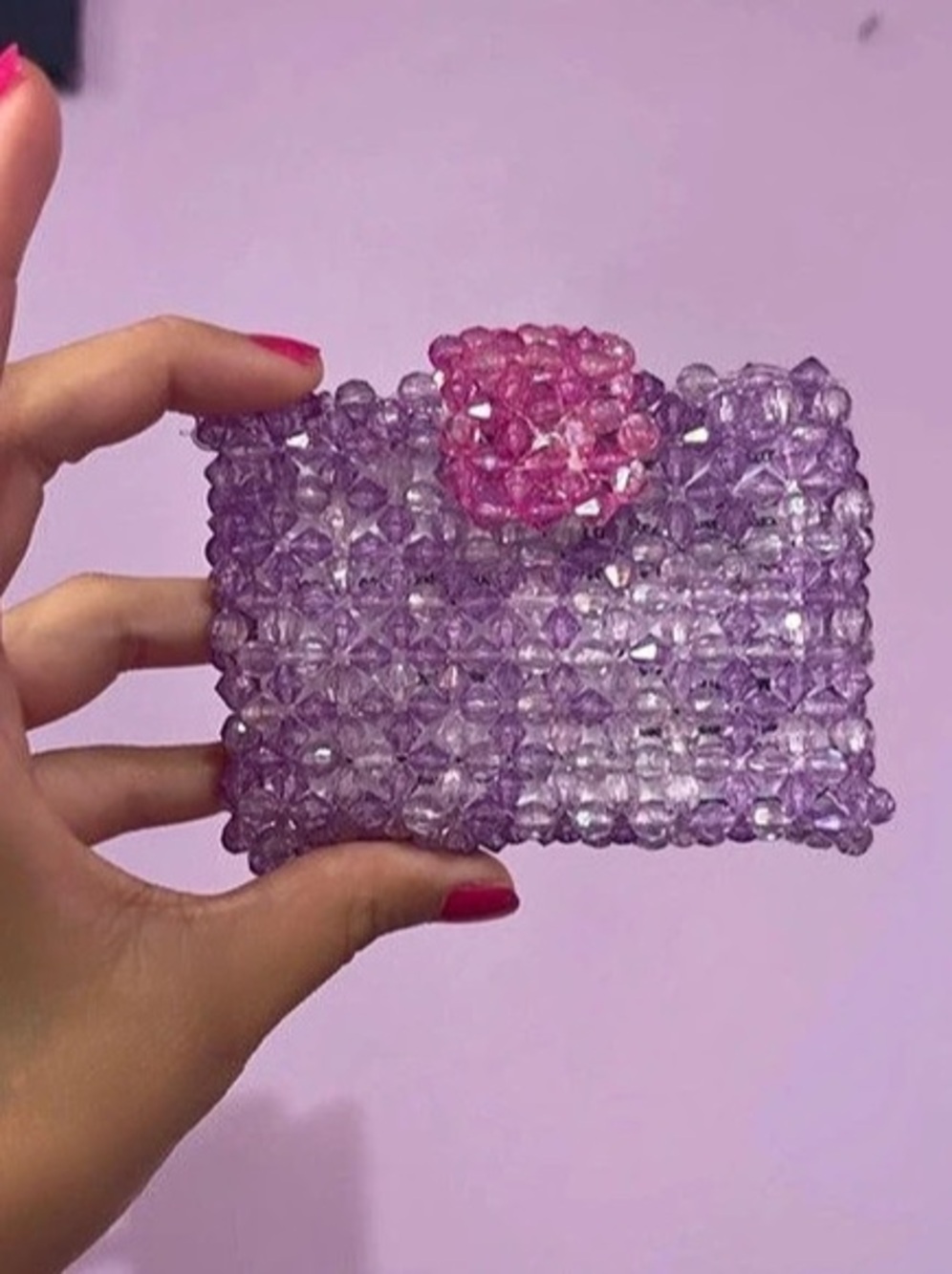 Beaded Wristlet Clutch in Purple & Pink Like New